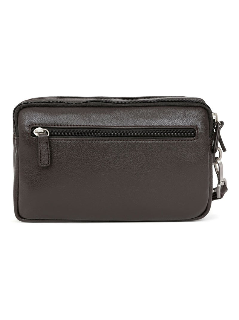 Pochette dragonne  Cuir CONFORT Marron foncé - Kiabi