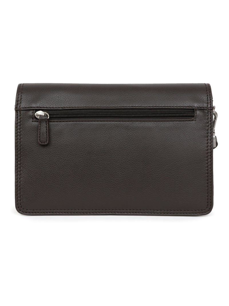 Pochette dragonne  Cuir CONFORT Marron foncé - Kiabi