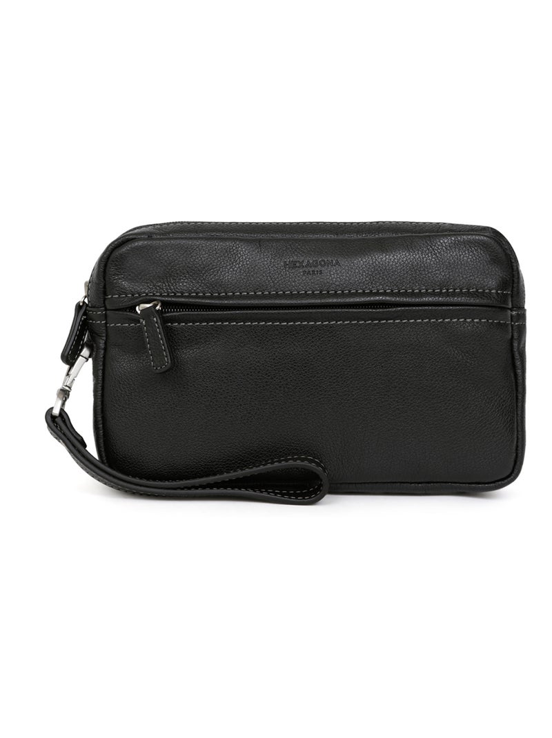 Pochette dragonne  Cuir CONFORT Noir - Kiabi