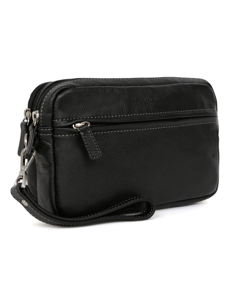 Pochette dragonne  Cuir CONFORT Noir - Kiabi