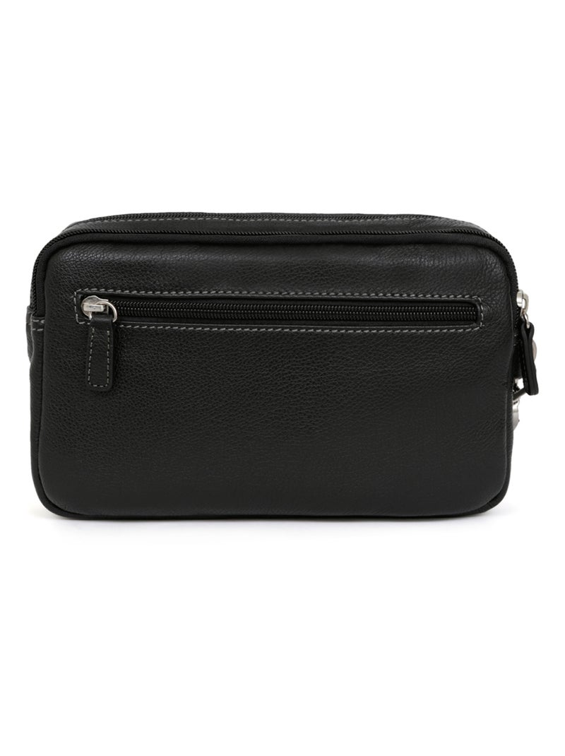 Pochette dragonne  Cuir CONFORT Noir - Kiabi