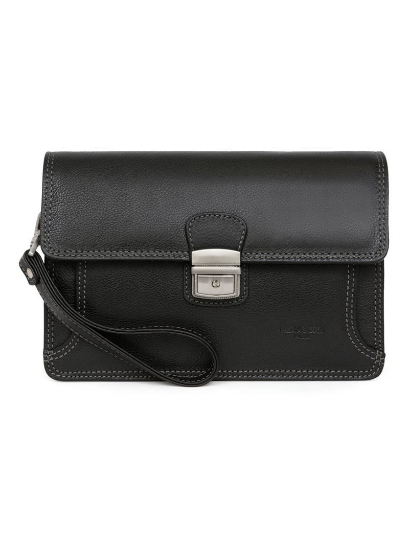 Pochette dragonne  Cuir CONFORT Noir - Kiabi