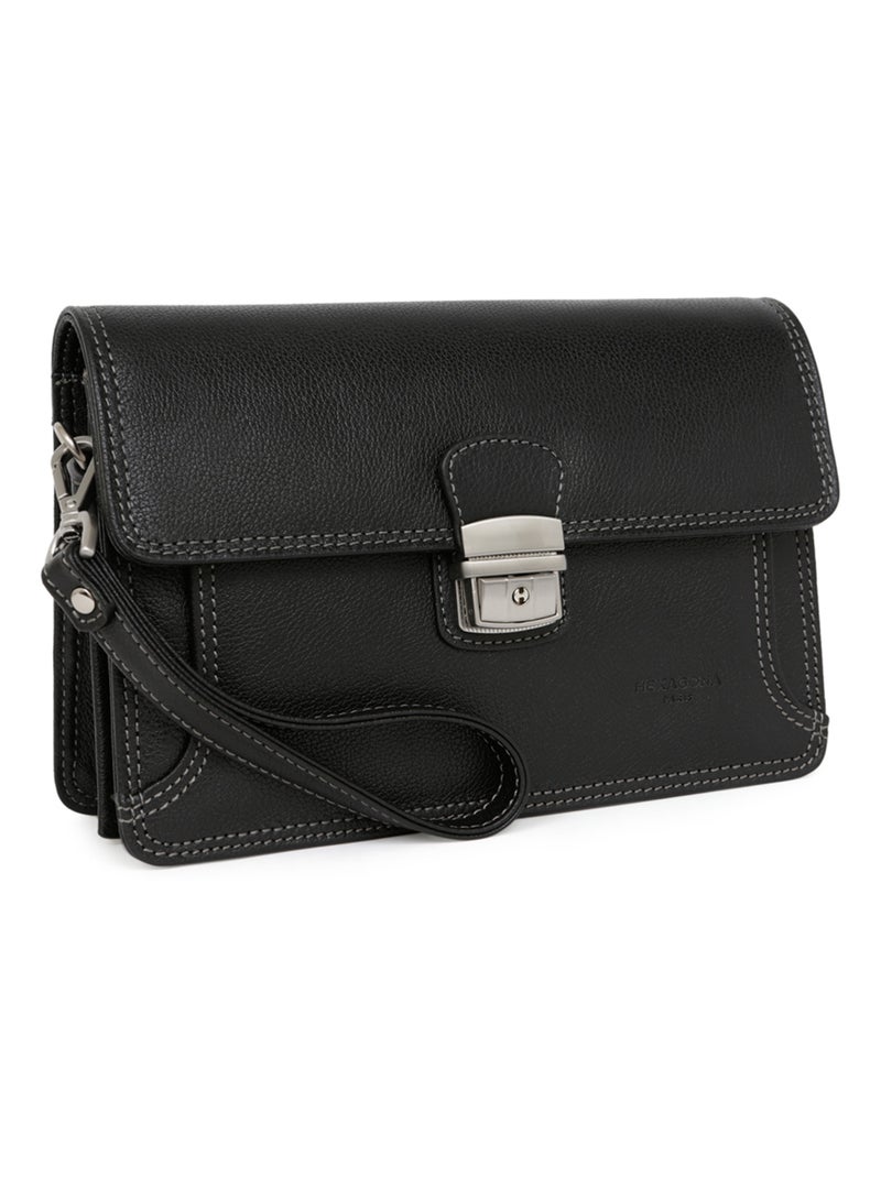 Pochette dragonne  Cuir CONFORT Noir - Kiabi