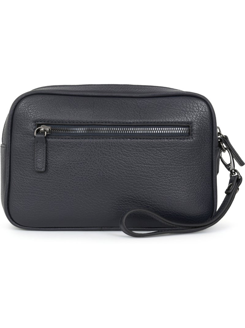 Pochette dragonne  Cuir ENCORE Bleu marine - Kiabi