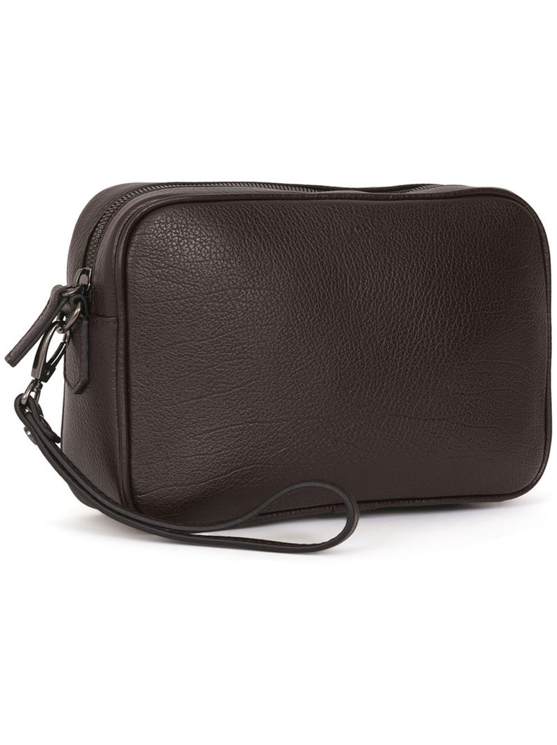 Pochette dragonne  Cuir ENCORE Marron foncé - Kiabi