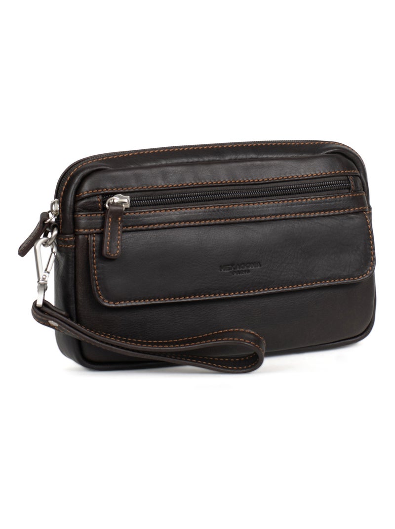 Pochette dragonne  Cuir FÉLIN Marron - Kiabi