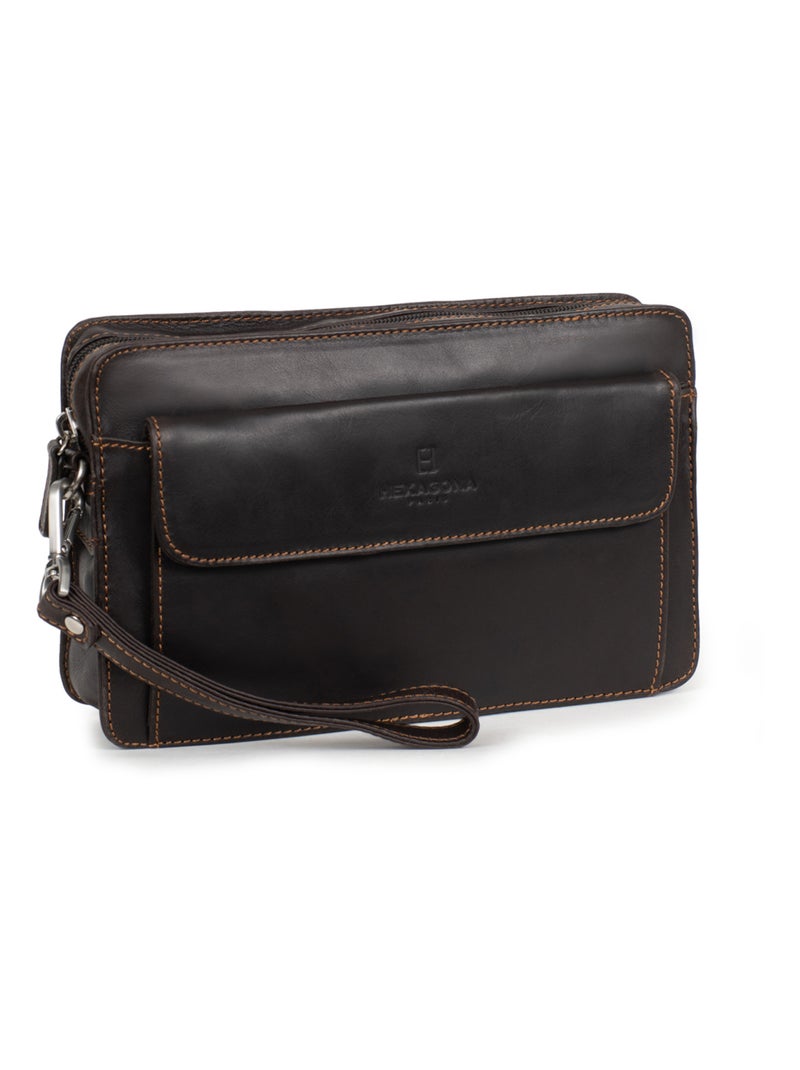 Pochette dragonne  Cuir FÉLIN Marron - Kiabi