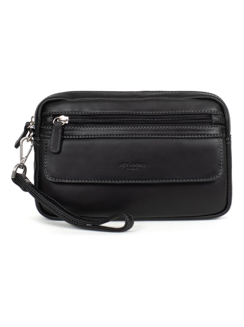 Pochette dragonne  Cuir FÉLIN Noir - Kiabi