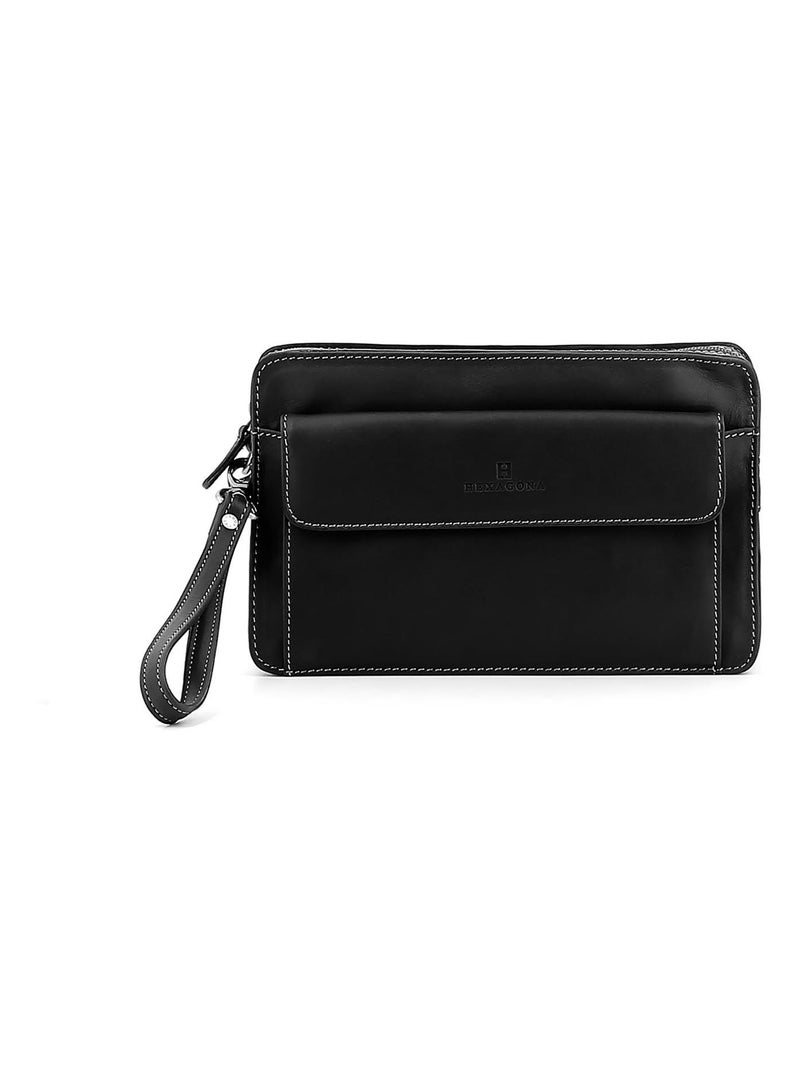 Pochette dragonne  Cuir FÉLIN Noir - Kiabi