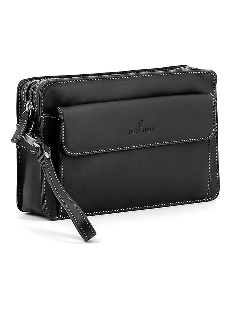Pochette dragonne  Cuir FÉLIN Noir - Kiabi
