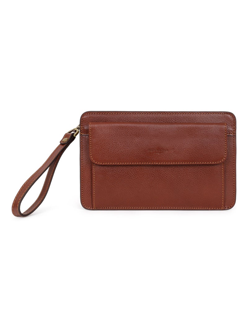 Pochette dragonne  Cuir RÉPUBLIQUE Marron - Kiabi