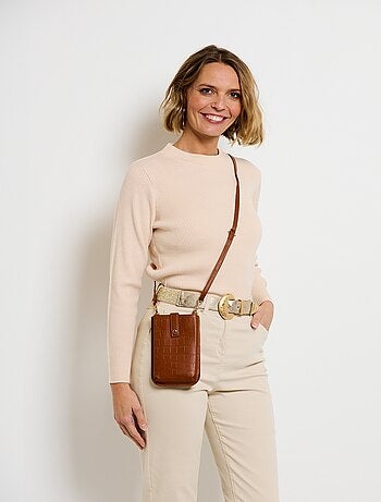 Pochette effet croco avec bandoulière