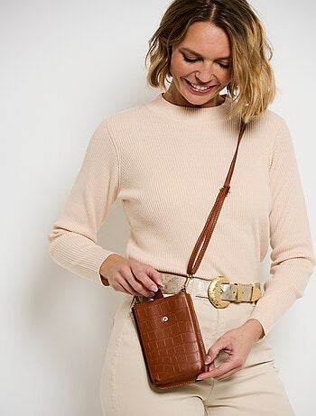 Pochette effet croco avec bandoulière