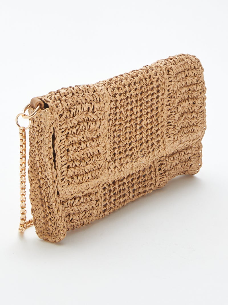 Pochette en raphia avec bandoulière Beige - Kiabi