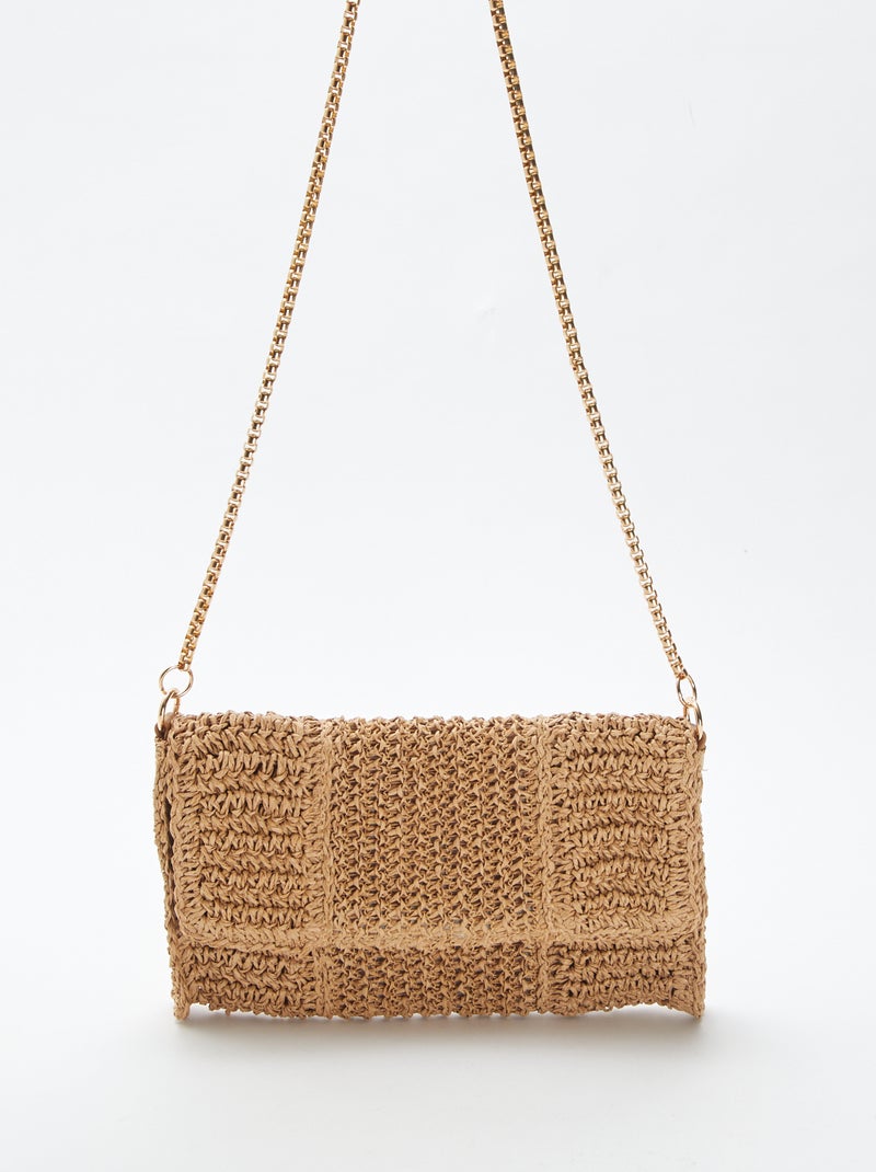 Pochette en raphia avec bandoulière Beige - Kiabi