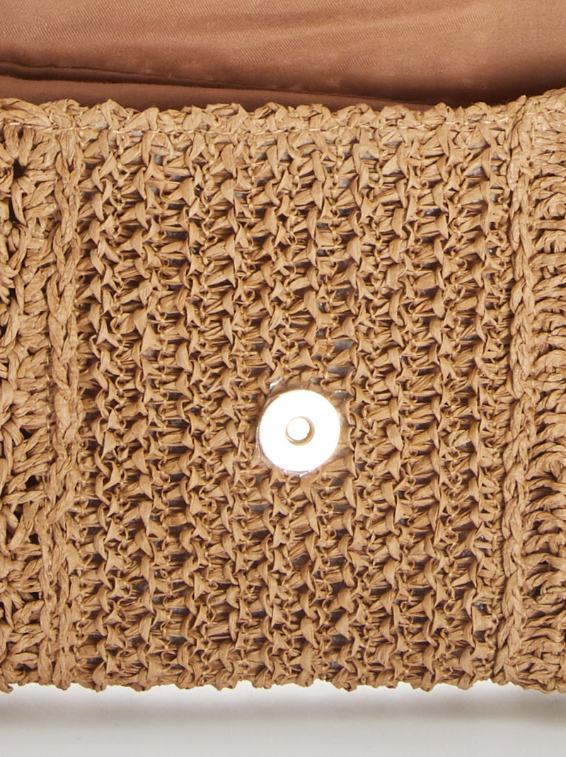 Pochette en raphia avec bandoulière Beige - Kiabi