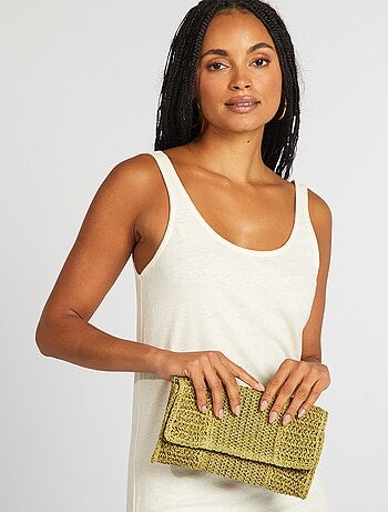 Pochette en raphia avec bandoulière