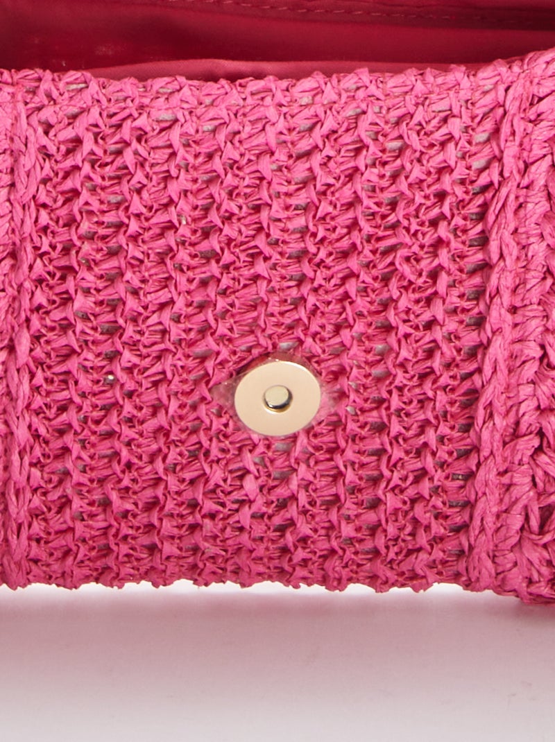 Pochette en raphia avec bandoulière Rose - Kiabi