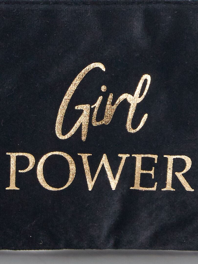 Pochette en velours 'Girl Power' noir - Kiabi