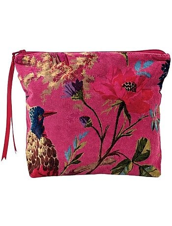 Pochette en velours rose à motifs 24x21cm