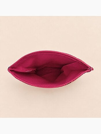 Pochette en velours rose à motifs 24x21cm