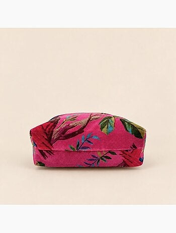 Pochette en velours rose à motifs 24x21cm