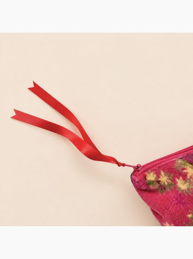Pochette en velours rose à motifs 24x21cm Rose - Kiabi