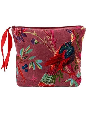 Pochette en velours rose foncé à motifs 24x21cm
