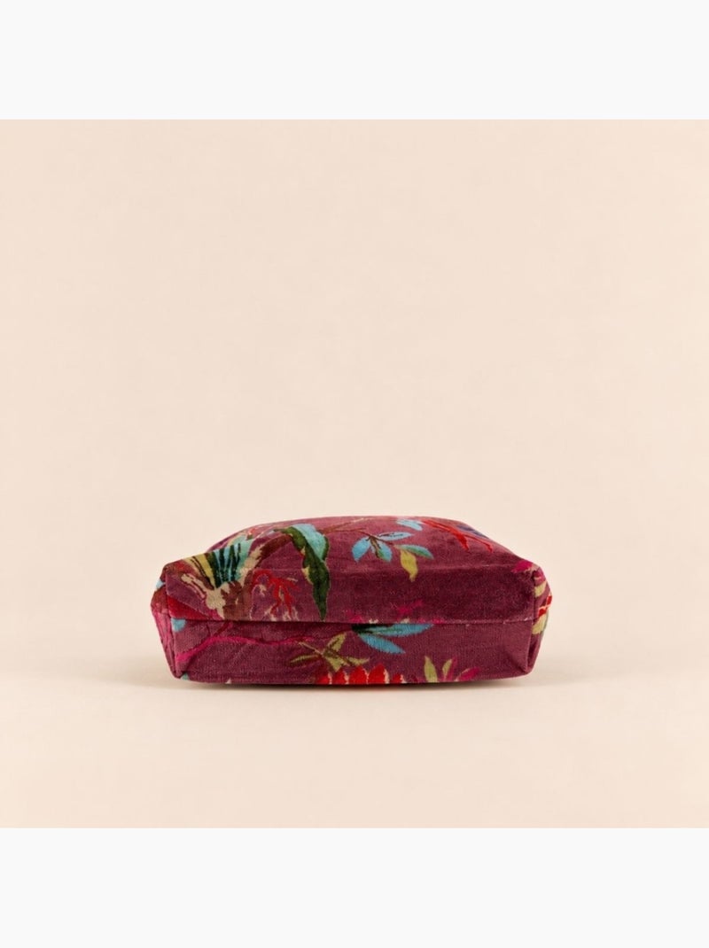 Pochette en velours rose foncé à motifs 24x21cm Rose - Kiabi