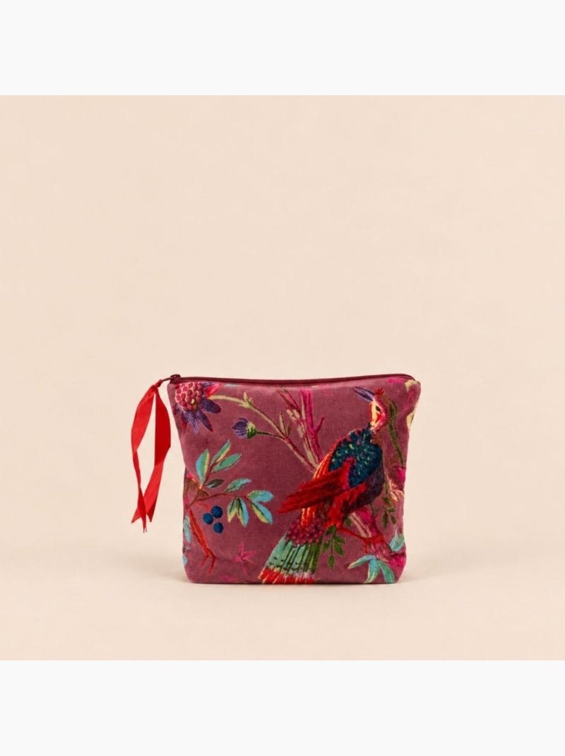 Pochette en velours rose foncé à motifs 24x21cm Rose - Kiabi