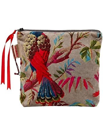 Pochette en velours taupe à motifs 24x21cm