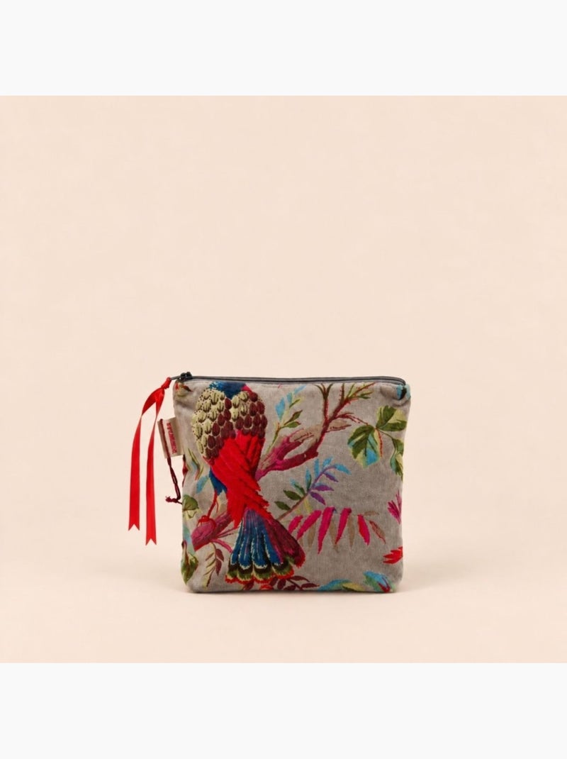 Pochette en velours taupe à motifs 24x21cm Taupe - Kiabi