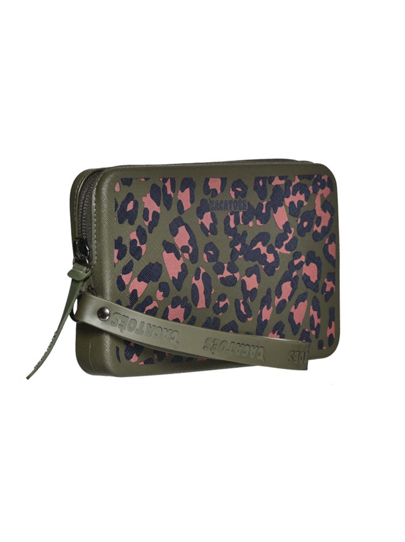 Pochette Gabriela Animal Print Cacatoès Kaki foncé - Kiabi