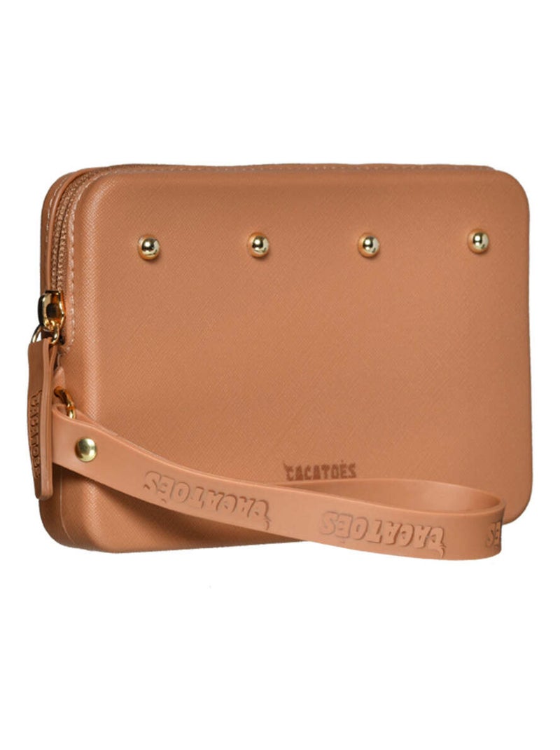 Pochette Gabriela Studded Cacatoès Camel - Kiabi