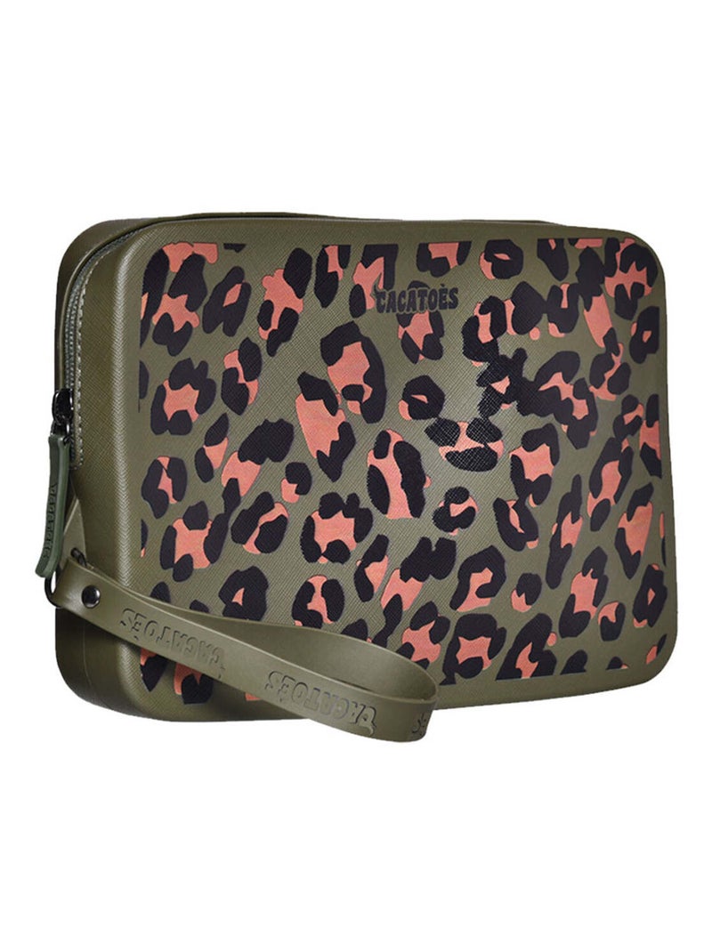 Pochette Gisela Animal Print Cacatoès Kaki foncé - Kiabi