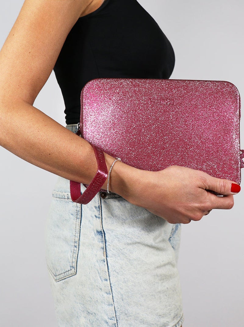 Pochette Gisela Glitter Cacatoès Framboise - Kiabi
