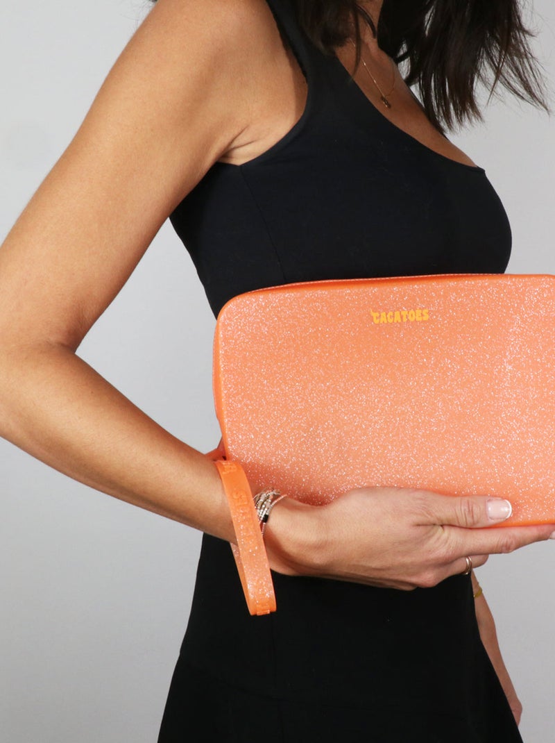 Pochette Gisela Transparente Cacatoès Orange corail - Kiabi