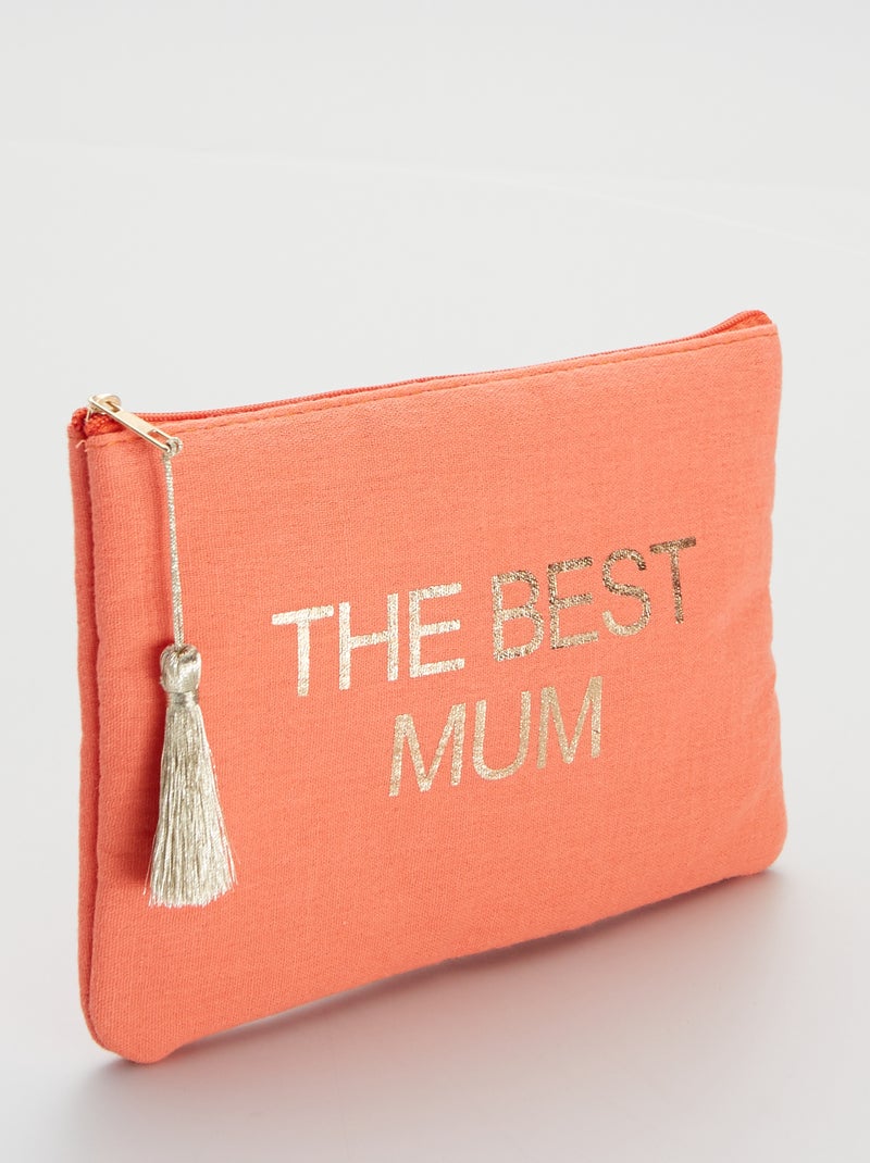Pochette imprimée 'the best mum' corail - Kiabi