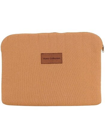 Pochette ordinateur en tissu camel 39x28cm