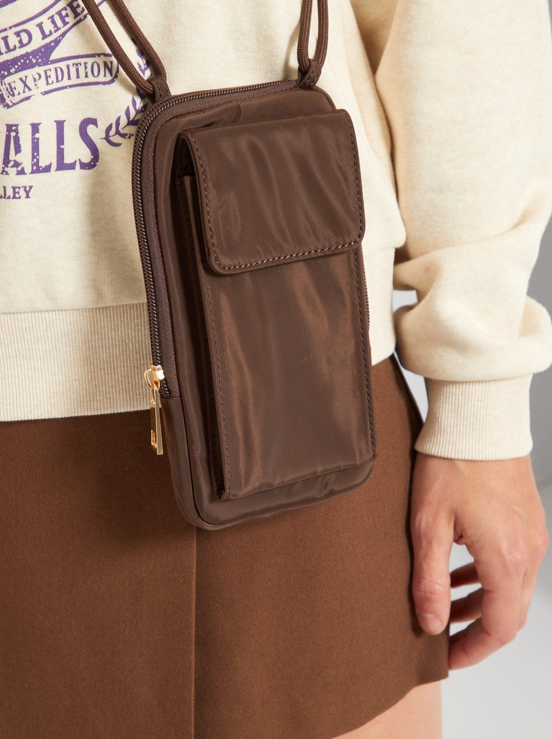 Pochette portable en nylon Marron - Kiabi