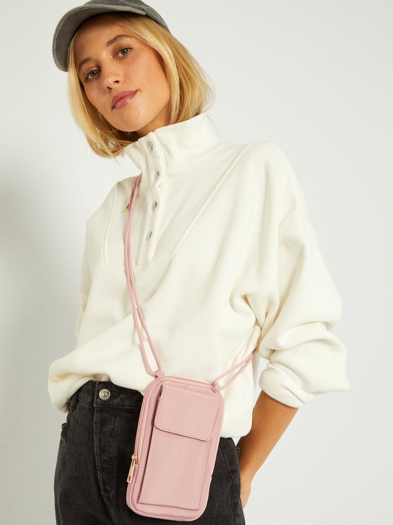 Pochette portable en nylon rose - Kiabi
