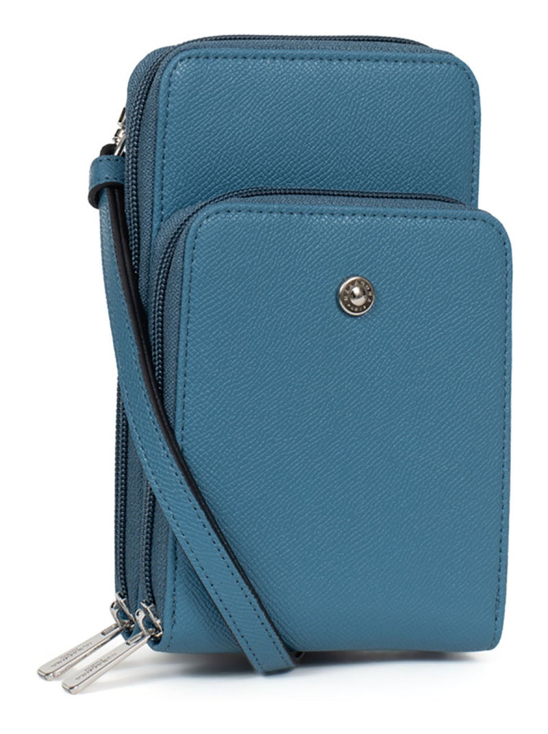 Pochette téléphone avec portecartes  Stop RFID AVA Bleu - Kiabi