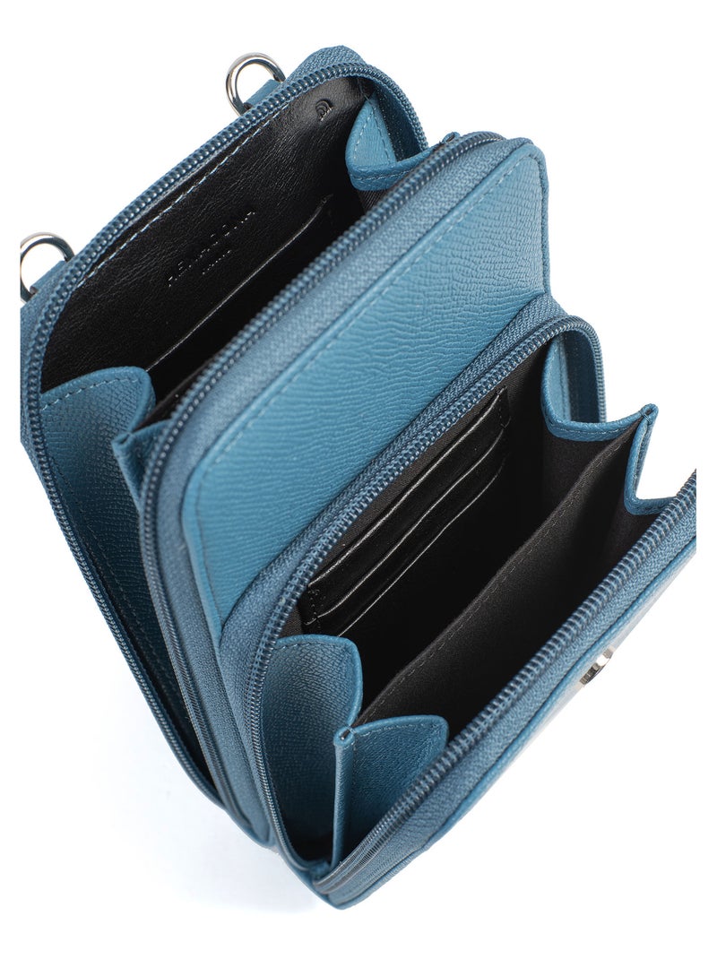 Pochette téléphone avec portecartes  Stop RFID AVA Bleu - Kiabi