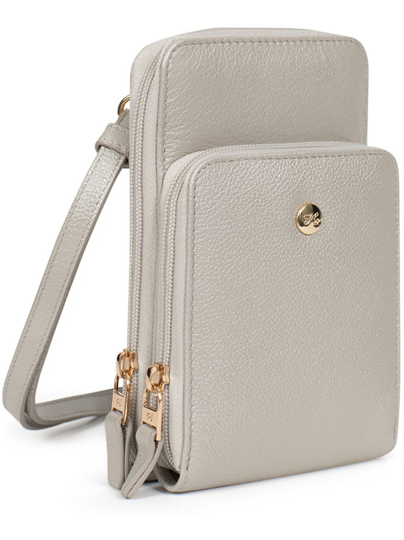 Pochette téléphone avec portecartes  Stop RFID  Cuir LUNA Argent - Kiabi