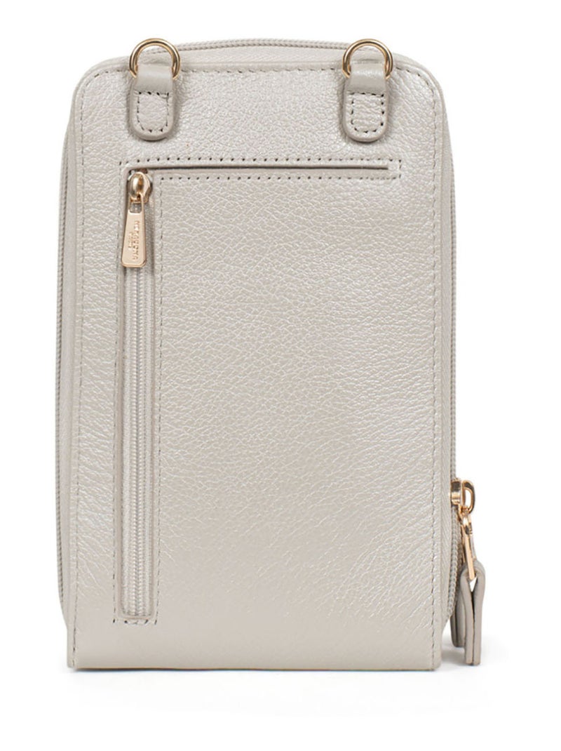 Pochette téléphone avec portecartes  Stop RFID  Cuir LUNA Argent - Kiabi