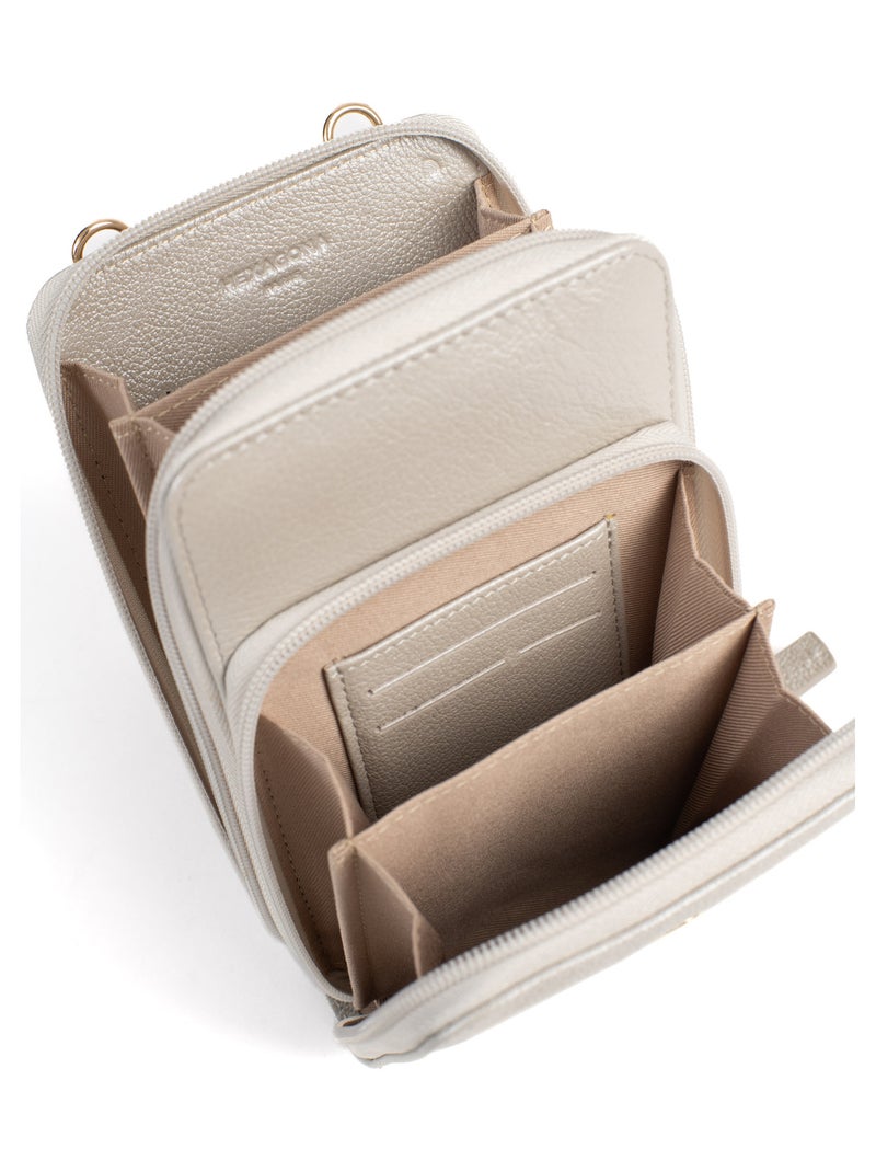 Pochette téléphone avec portecartes  Stop RFID  Cuir LUNA Argent - Kiabi