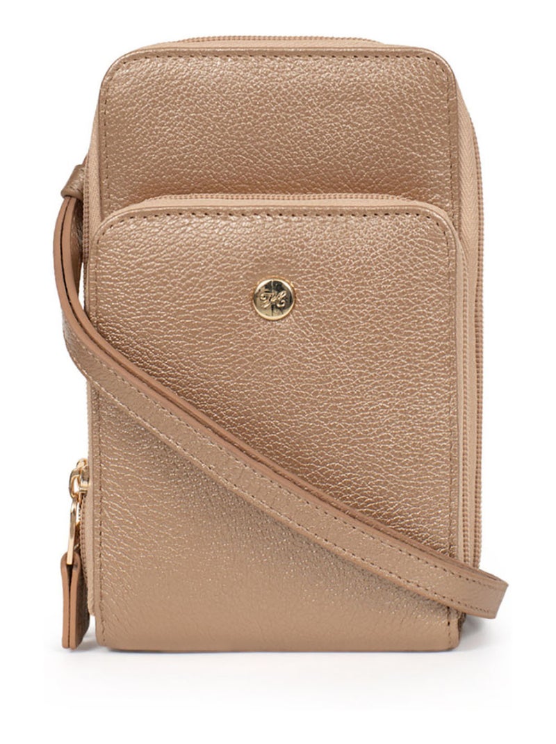 Pochette téléphone avec portecartes  Stop RFID  Cuir LUNA Doré/or - Kiabi