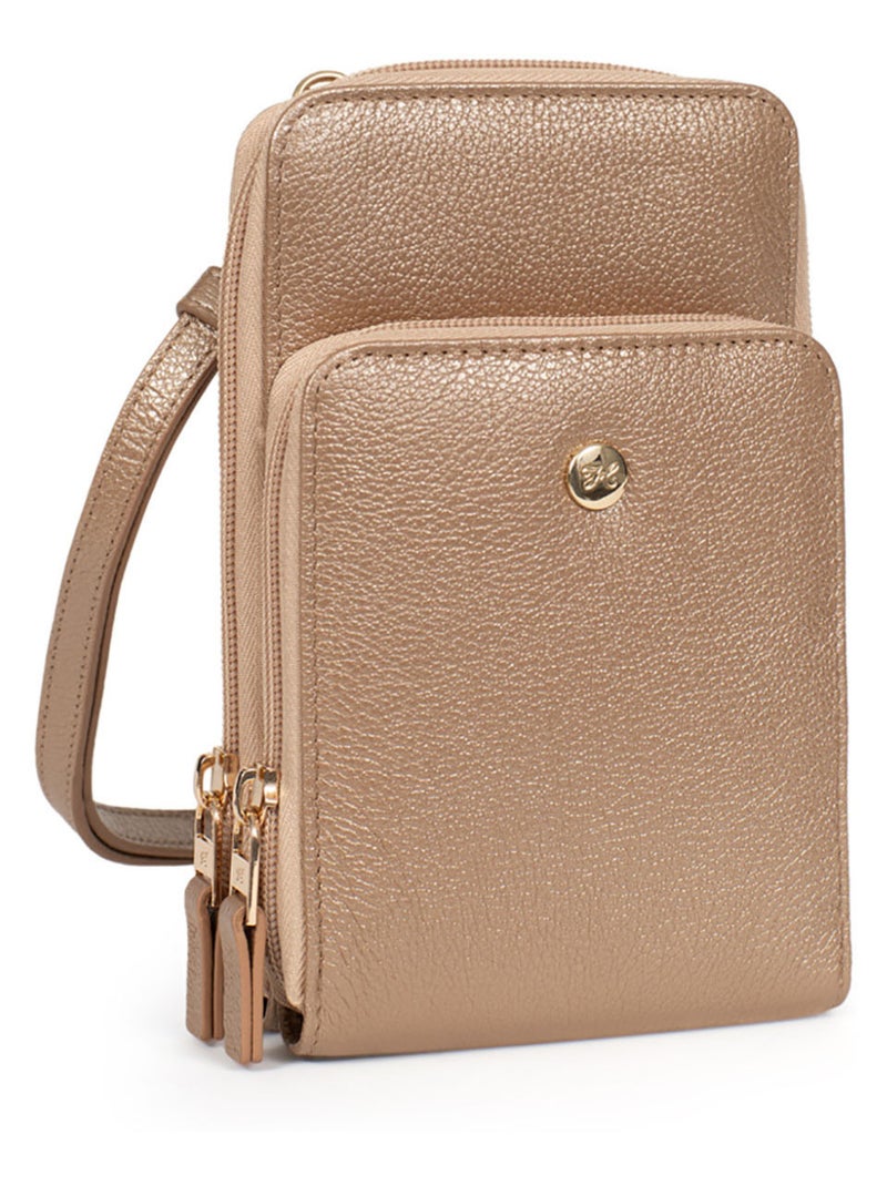 Pochette téléphone avec portecartes  Stop RFID  Cuir LUNA Doré/or - Kiabi