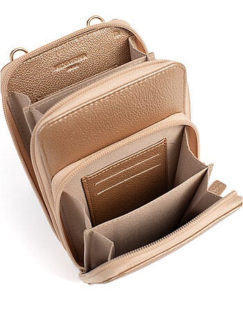 Pochette téléphone avec portecartes stop rfid cuir luna hexagona