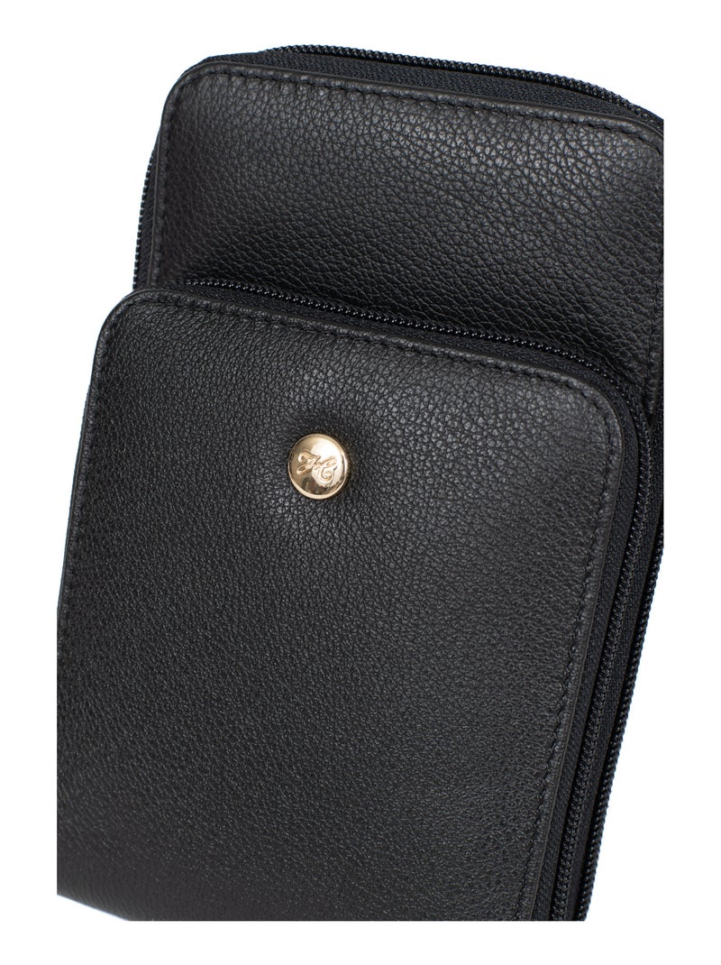 Pochette téléphone avec portecartes  Stop RFID  Cuir LUNA Noir - Kiabi